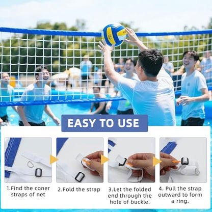 15FT Pool Volleyball Net with 10Ft Straps Portable Volleyball Net with Carrying Bag Volleyball Small Pool Net for Outdoor Indoor Backyard Yard Beach Above Ground Pool Swimming Pool (Net Only)