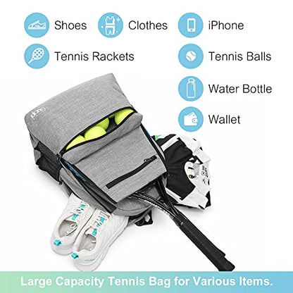 Tennis Bag Professional Tennis Backpack for Men and Women Racket Bags Holds 2 Rackets with Ventilated Shoe Compartment - color: Gray