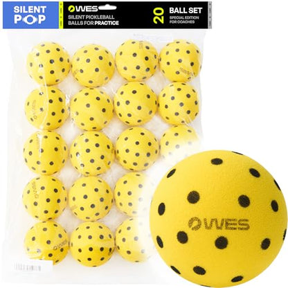 WES Silent Pickleball Balls - Foam & Soft Practice Pickleballs with Exact Real Ball Bounce - Quiet Pickle Balls for Indoor Use