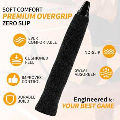 2 Pcs Tennis Racket Grip Tape, Towel Tennis Overgrip Tape, Anti-Slip Absorbent Grip, Racket Overgrip Tape,9 Colors - color: Black