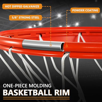Basketball Rim Replacement, Single-Spring Breakaway Basketball Rim Outdoor Indoor, Universal 18 Inch Heavy Duty Basketball Hoop Rim and Net - color: ORANGE, style: TUBE TIE Basketball Rim