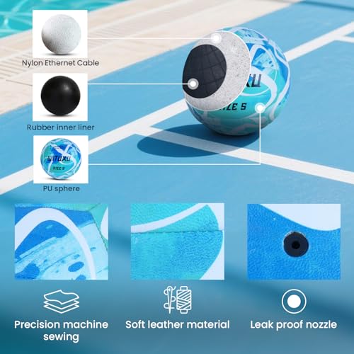 Official Size 5 Volleyball, Soft Touch Waterproof PU Leather Cover & Reinforced Rubber Bladder - for Indoor, Outdoor, Pool, Beach - Includes Air Pump & Inflation Needle