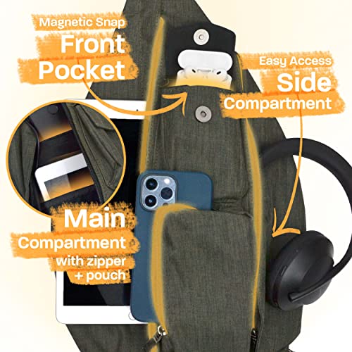 Nupouch Rucksack Pickleball Bag, Anti-Theft Crossbody Sling, USB Charging Connector Port, Backpack, Light Blue Daisy - color: Light Blue Daisy