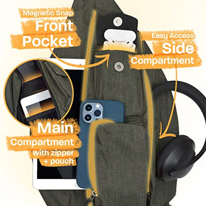 Nupouch Rucksack Pickleball Bag, Anti-Theft Crossbody Sling, USB Charging Connector Port, Backpack, Light Blue Daisy - color: Light Blue Daisy