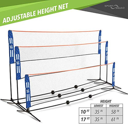 JOOLA HIT MIT Adjustable Height Portable Badminton Net Set - Competition Multi Sport Indoor or Outdoor Net for Playing Pickleball, Kids Volleyball, Soccer Tennis, Lawn Tennis - Easy and Fast Assembly