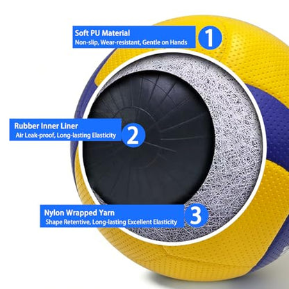 JINNNA Professional Volleyball Wear Resistant, Anti Slip, Super Strong Touch, High Elasticity Inner Tank, Indoor and Outdoor Universal Training Competition Edition