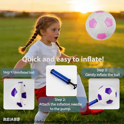 Soccer Ball Size 3 with Pump Needle, Size 3 Trainning Classic White Black Thicker PU Tight Weaved Suitable for Youth Boy League Game Trainning - color: Pink