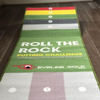 EyeLine Golf - Roll The Rock Putting Mat - Have Fun Perfecting Stroke, Alignment, Speed Control, Visualization, Consistency - Outdoor-Indoor-Compact - color: 10-Foot Putting Challenge