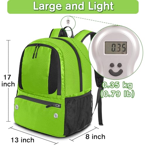 YOREPEK Soccer Backpack,Soccer Bag with Ball Holder, Water resistant Sport Equipment Bags Fit Basketball Volleyball Football - color: Green