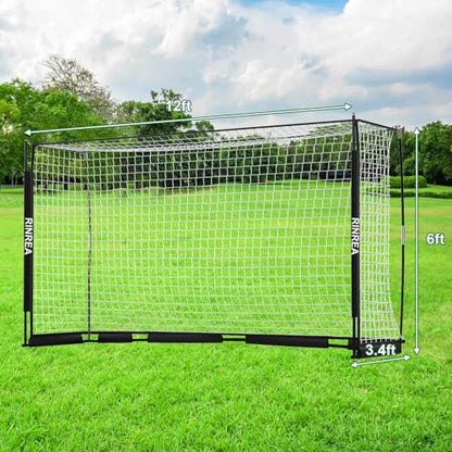 RINREA Portable Soccer Goal, Collapsible Soccer Goal Net Metal Base, Quick Setup Soccer Training Equipment with 1 Carry Bag, 1 Agility Ladder, 4 Ground Nails - color: Standard Black