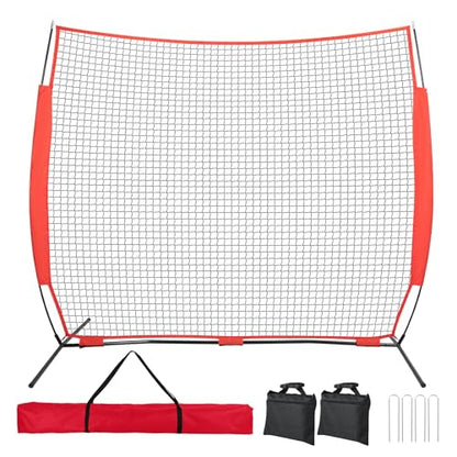 7x7ft /10x16ft /10x20ft Portable Sport Net with Handbag and 12 Ground Nails. Stable Backstop Net for Softball, Lacrosse, Soccer, Baseball. Ball Stop Equipment for Backyard Garden Training（Only Block） - size: Red 7x7 ft
