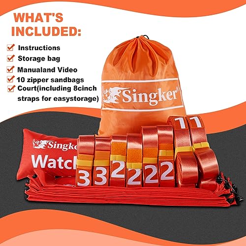 PortablePickleball Court Marking Kit,Innovative, 10 Zippered sandbags Keep thewind from Messing Around,Temporary Pickleball Boundary Lines, 8 Nylon webbings, Net Not Included