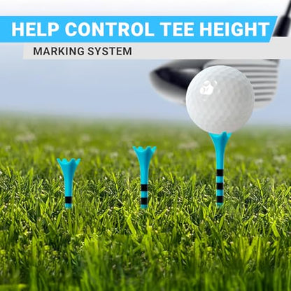 Professional Plastic Golf Tees 50/60/100 Pack (3-1/4" or 2-3/4"), Enhanced Durability & Stability, Engineered to Minimize Friction and Side Spin - color: Blue 3-1/4" (100pcs)