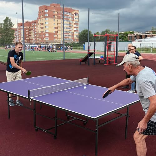 Portable Table Tennis Tables– Professional Outdoor Ping Pong Table Game, Foldable Ping Pong Game Set for Indoor/Outdoor, Ping Pong Table Top with Net, 2 Paddles and 3 Balls, Playback Mode - size: 9FT