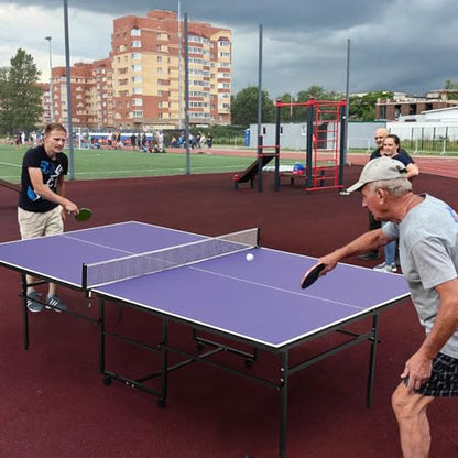 Portable Table Tennis Tables– Professional Outdoor Ping Pong Table Game, Foldable Ping Pong Game Set for Indoor/Outdoor, Ping Pong Table Top with Net, 2 Paddles and 3 Balls, Playback Mode - size: 9FT