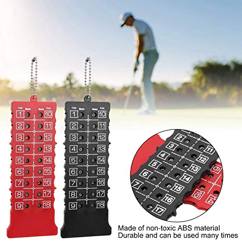 2 Pack Golf Score Counter for 18 Holes, Portable Golf Score Keeper with Clip Easy One Hand Use, Training & Competition Accessory, Black & Red