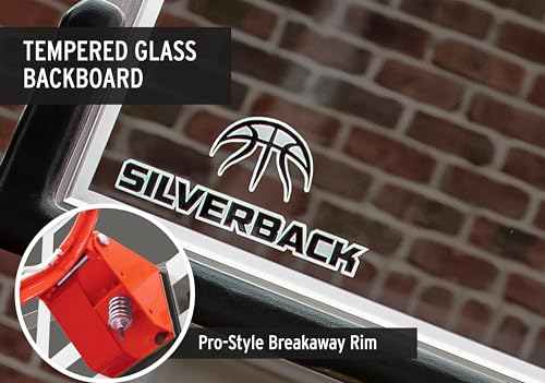 Silverback 54" Height Adjustable In-Ground Basketball Hoop with Tempered Glass Backboard, Pro-Style Breakaway Rim & Backboard Pad