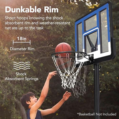 Best Choice Products 10ft Regulation Basketball Hoop, Height Adjustable Outdoor Goal w/Shock Absorbent Rim, Base Gel, 2 Wheels - style: Blue/White