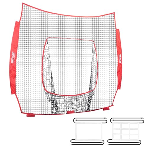 VEVOR 7x7ft Baseball Softball Practice Net, Portable Baseball Training Net for Hitting Batting Catching Pitching, Backstop Baseball Equipment Training Net - style: Net Only(No Frame)