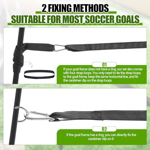 2 Pcs Soccer Goal Net Support Straps Heavy Duty Nylon Straps with Strap Loops for 24 ft Goal, Prevent Net Sagging, Easy Setup for Training, Games, Backyard Use