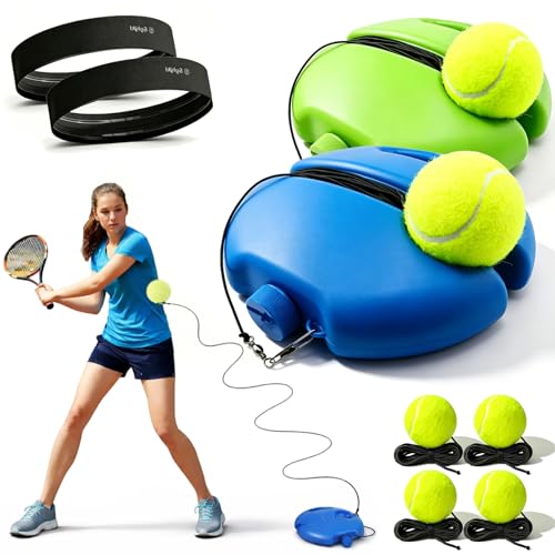 Solo Tennis Trainer Rebound Ball with String, 2026 New Portable Tennis Trainer Set for Self Practice, Tennis Training Equipment for Adults Kids Beginners with Elastic Balls - color: Mixed C