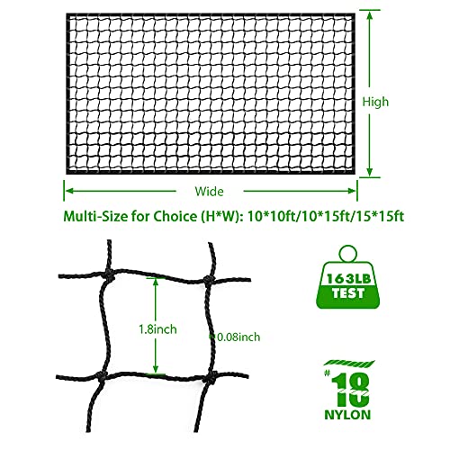 Baseball Softball Backstop Nets, Heavy Duty Sports Netting Barrier #18 Baseball Netting 10'x10'/10'x20'/15'x15'… - size: 15*15ft