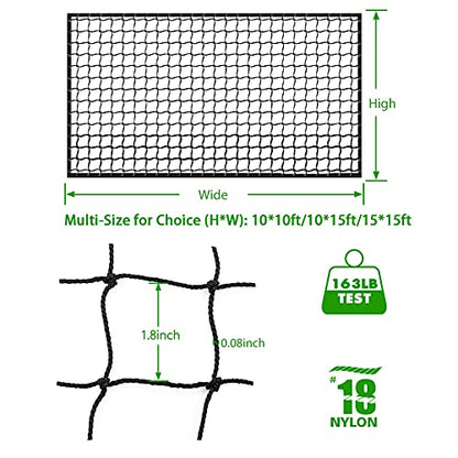 Baseball Softball Backstop Nets, Heavy Duty Sports Netting Barrier #18 Baseball Netting 10'x10'/10'x20'/15'x15'… - size: 15*15ft
