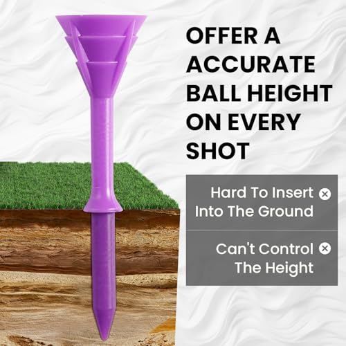 Amy Sport Golf Tees Plastic 3 1/4 inch Upgrade Unbreakable Bulk 30 Pack Reduce Friction Side Spin Durable Stable 83 mm Long Tee for Golfer Practice - color: Purple