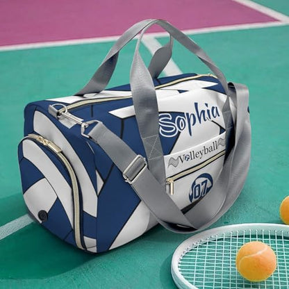 Personalized Custom Volleyball Navy BlueDuffel Backpack Waterproof Multifunctional Daypack Gym Yoga Sport with Name Gift - color: Volleyball 1