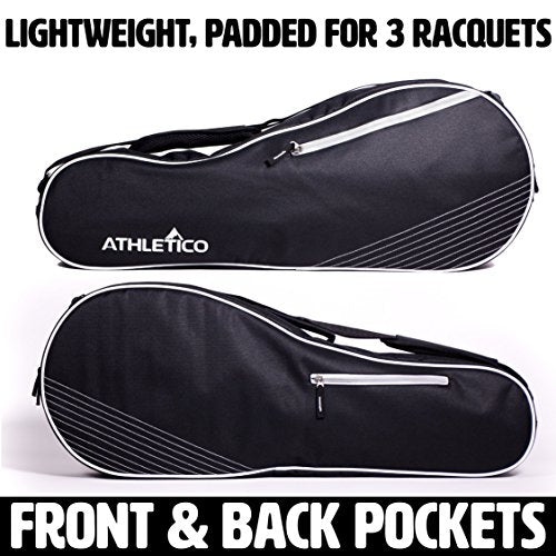 Athletico Tennis Bag and Racketball Bag - Tennis Bags for Women and Men to Hold Tennis Racket, Racquetball Racket, Pickleball Paddles and Other Equipment or Gear - color: Black