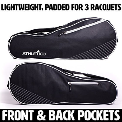 Athletico Tennis Bag and Racketball Bag - Tennis Bags for Women and Men to Hold Tennis Racket, Racquetball Racket, Pickleball Paddles and Other Equipment or Gear - color: Black