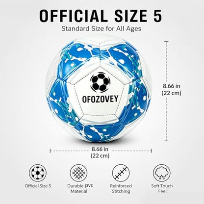 3-Pack Soccer Ball Size 5, Official Match Soccer Balls, with 3 Bags, 1 Pump and 2 Needles. Size 5 Soccer Ball for Indoor and Outdoor Training and competitions for Children and Teenagers