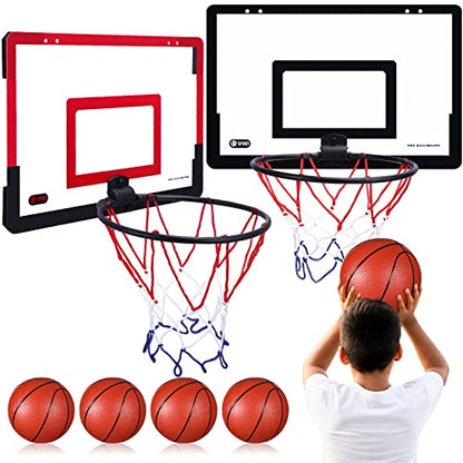 Sosation 2 Pcs Mini Basketball Hoop with 4 Basketball, Sticky Hook, Pump, Indoor No Drilling Basket Ball Hoop Decompress Game for Kid Adult Back to School Gift - style: Classic Style