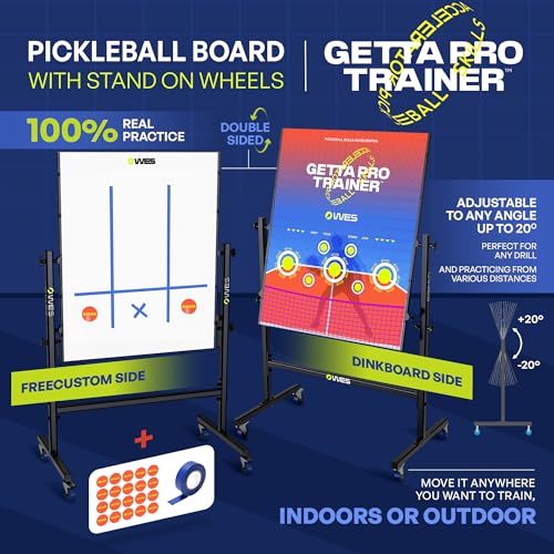 WES Getta Pro Trainer, Double-Sided Pickleball Rebounder with Stand and Adjustable Angle | Dink Pickleball Practice Board | Pickleball Training Aids