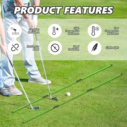 flintronic Golf Alignment Stick, Golf Practice Training Aid, Collapsible Golf Practice Rods for Aiming, Putting, Full Swing, Posture Corrector, with Clear Tube Case