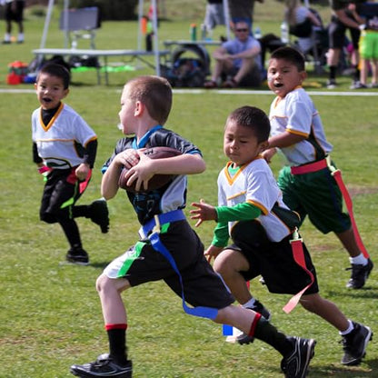 Peryiter 2/12/24/36 Player Flag Football Belt, Adjustable Football Belts and Flags for Kids Youth Adult Sport Team Training - color: Blue, Red