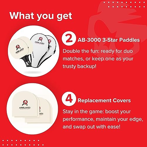 Professional Ping Pong Paddle with Hard Carry Case | Pro Table Tennis Racket | Table Tennis Paddle with Ergonomic Handle | 5 Blades of Wood with Premium Rubber and Sponge by AirBlades | Hard Carry Case