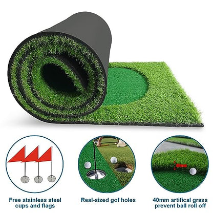 Golf Putting Green/Mat-Golf Training Mat- Professional Golf Practice Mat- Green Long Challenging Putter for Indoor/Outdoor - style: 5x12ft 3Holes