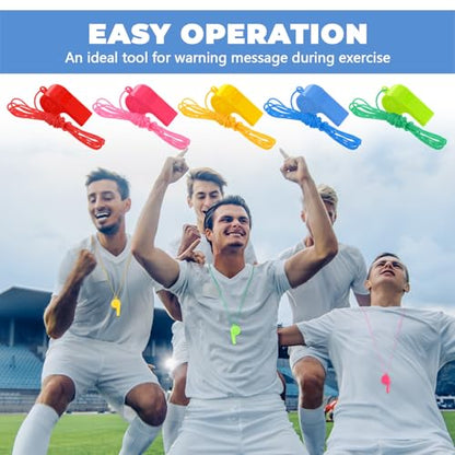 Arrowbash 300 Pcs Plastic Whistles Bulk with Lanyard Loud Crisp Sound Sports Whistle for Birthday Party Goody Bag Fillers Referees Coaches Survival