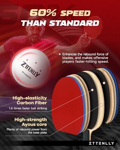 Ping Pong Paddle with Carbon Technology | Performance-Series,7-ply Finest Blade, Expert Speed/Edge/Balance, Thicker Protector Case | Table Tennis Racket for Professional - color: 2-Pack, style: Speed