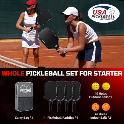 BAGAIL Badminton Net, Height Adjustable Kids Volleyball Net＋BAGAIL Pickleball Paddles, USAPA Approved Surface Pickleball Set, Lightweight Pickle Ball Rackets with 4 Balls, 1 Bag Black Save 20%