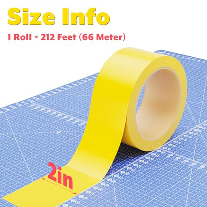 Pickleball Court Tape Outdoor Yellow Marking Line - 212 ft x 2 in Full Size Court Floor Sports Marking Tape for Pickle Ball, Tennis, Badminton, Car Park, Backyard, Water-Resistant & Tear Resistant