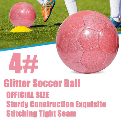 Glitter Soccer Ball Set,Operation Christmas Soccer Ball Bulk with Pump Needles,Size 3 4 5 Training Balls for Youth, Teens, and Adults,Christian Charity Donation Supplies - color: Pink, size: Size 4-3 pack