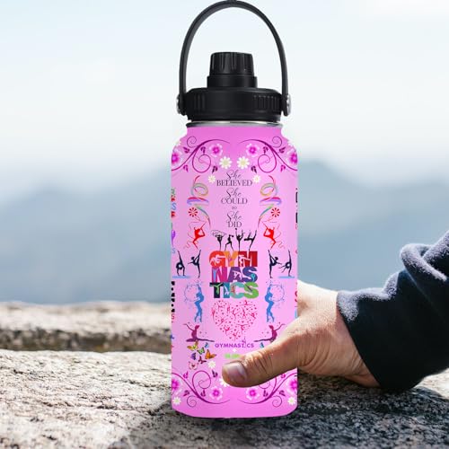 Gymnastics Water Bottle 32oz Gymnastics Stainless Steel Tumbler Gymnastics Insulated Bottles For Men Women Gymnastics Gifts For Gymnastics Lover Player Fan Coach - color: Gymnastics