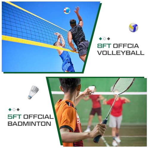 8 ft Adjustable Volleyball Poles Outdoor Badminton and Volleyball Post Iron Round Sport Telescopic Posts Replacement for Badminton Net, Ground Sleeves Included (Posts Only)