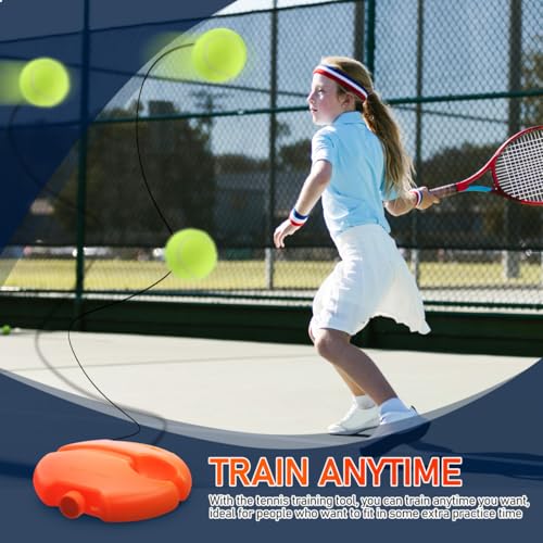 BESPORTBLE Tennis Rebound Trainer Beginner Practice Tool with Elastic Cord Stable Base for Improving Skills Includes String Balls for Self-Training and Muscle Memory Development