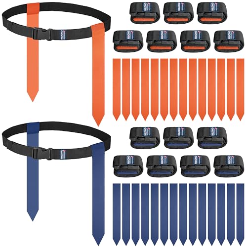 Flag Football Belts, Flags for Flag Football Set 14 Player, Flag Football for Kids Adults and Youth Training Equipment - color: Blue and Orange