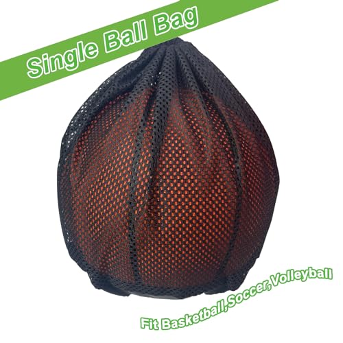 Single Ball Bag,Ball Storage Bag,Mesh Carry Bag with Zipper Pocket,Drawstring Sling Back Bag for Carrying Basketball Volleyball Soccer Football
