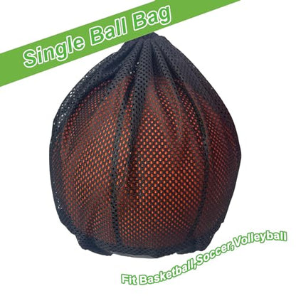 Single Ball Bag,Ball Storage Bag,Mesh Carry Bag with Zipper Pocket,Drawstring Sling Back Bag for Carrying Basketball Volleyball Soccer Football