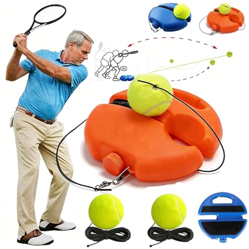 Solo Tennis Trainer Rebound Ball with String, Self Practice Tennis Training Kit, Water Fillable Weighted Base, Tangle-Free Portable Tennis Rebounder for Adults Beginners - color: Orange+3 balls